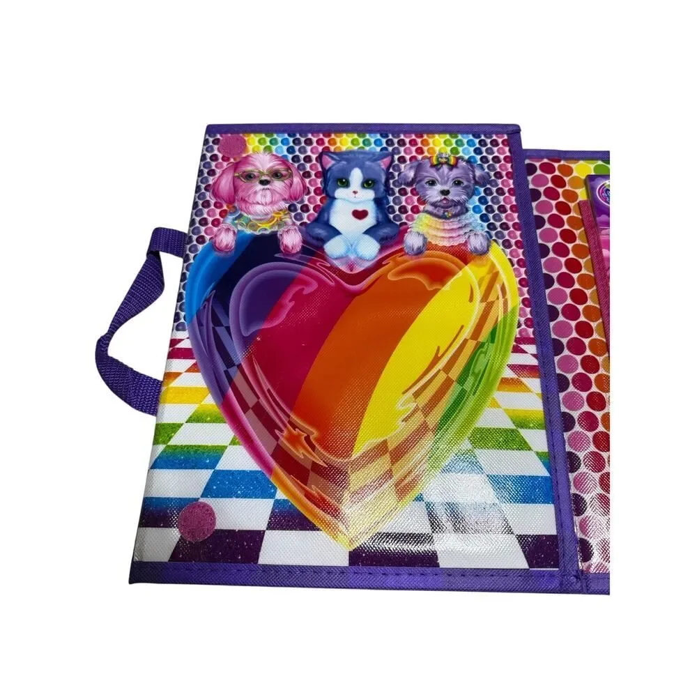 Lisa Frank Pocket Folder Dogs Dolphins Tikanni Art Storage Case Trifold Binder